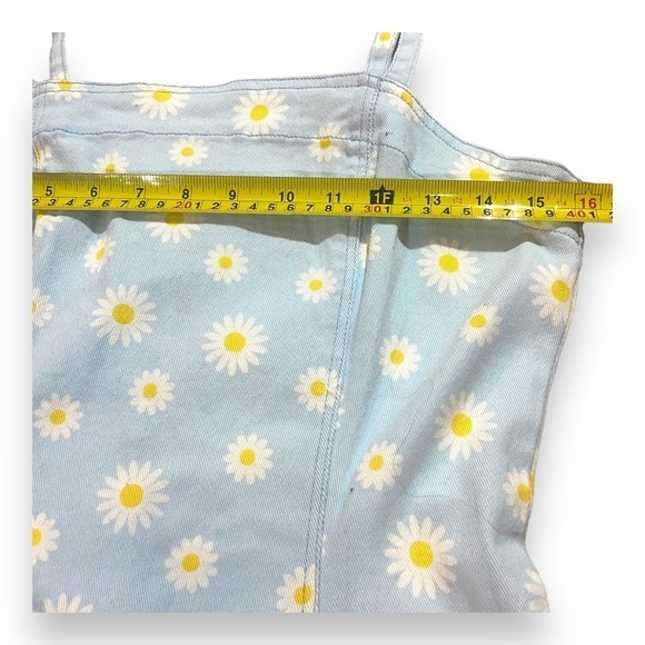 Peach Love California Daisy Denim Dress Sz S 90’s Overall Dress - Picture 3 of 7